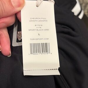 Tory Burch Sport Black Chevron Full Length Legging